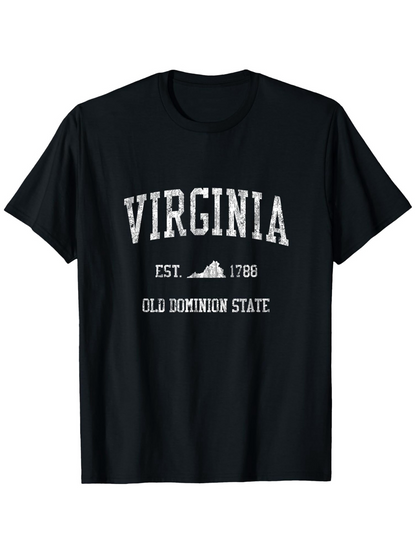 Men's Graphic T-Shirt Virginia Established 1788 With Old Dominion State Map T Shirt