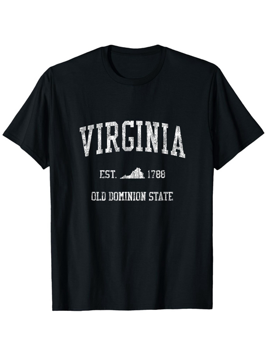 Men's Graphic T-Shirt Virginia Established 1788 With Old Dominion State Map T Shirt