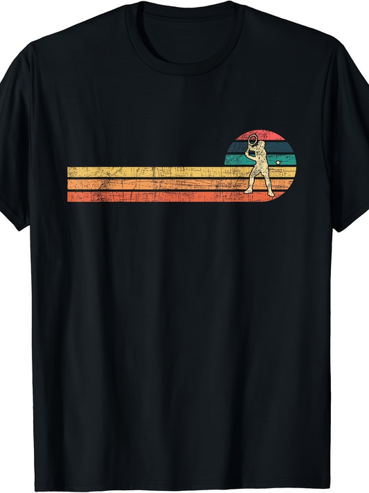 Men's Graphic T-Shirt Vintage Color Lines With Woman Standing Under Shaded Sun