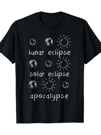 Men's Graphic T-Shirt Lunar And Solar Eclipse Phases With Apocalyptic Sun And Moon Motif