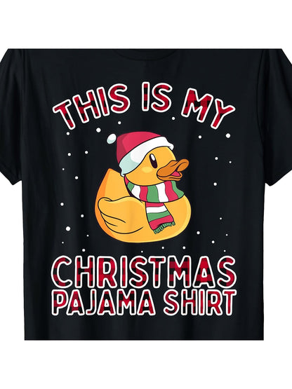 Men's Graphic T-Shirt This Is My Christmas Pajama Shirt With Snowflakes Festive Winter Rubber Duck