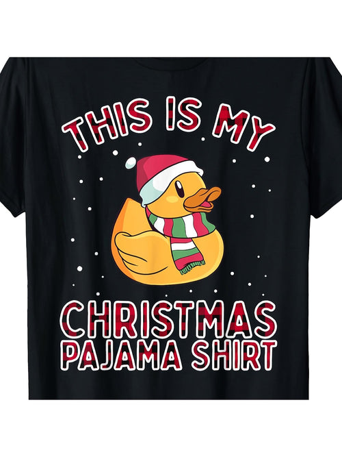 Men's Graphic T-Shirt This Is My Christmas Pajama Shirt With Snowflakes Festive Winter Rubber Duck