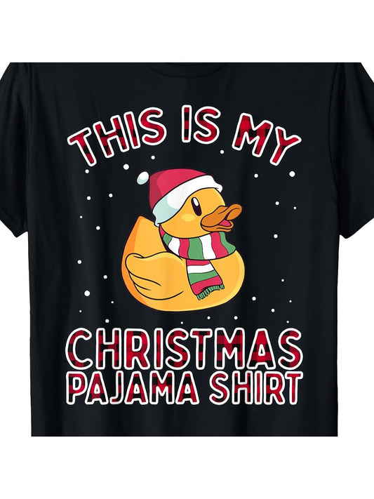 Men's Graphic T-Shirt This Is My Christmas Pajama Shirt With Snowflakes Festive Winter Rubber Duck