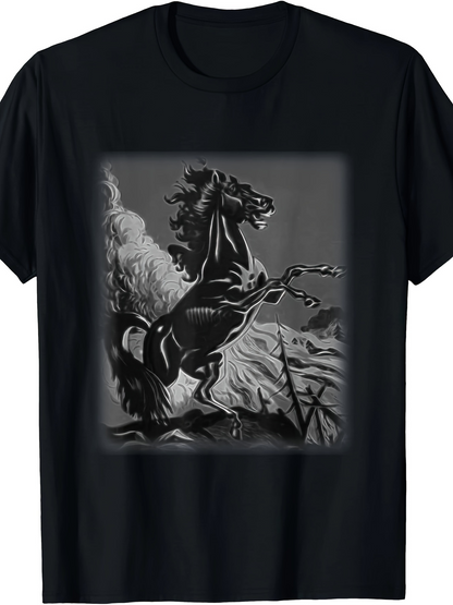 Men's Graphic T-Shirt Dynamic Wild Galloping Stallion In Stormy Dark Landscape Horse
