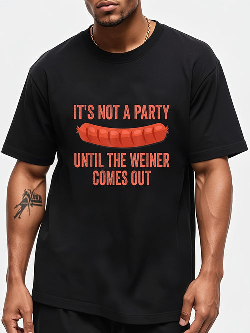 Men's Graphic T-Shirt Its Not A Party Until The Weiner Comes Out Red Graphic Sausage Print T Shirt