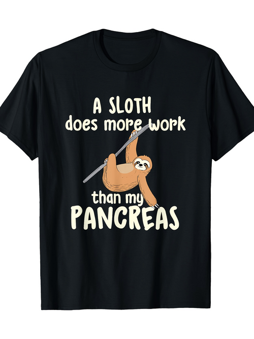 Men's Graphic T-Shirt A Sloth Does More Work Than My Pancreas Hanging On Tree Branch Sloth