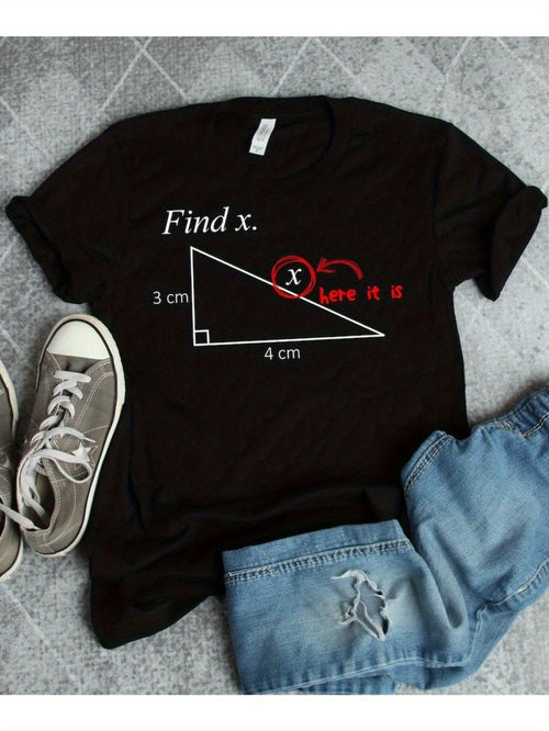 Men's Graphic T-Shirt Find X Math Diagram With Labeled Right Triangle