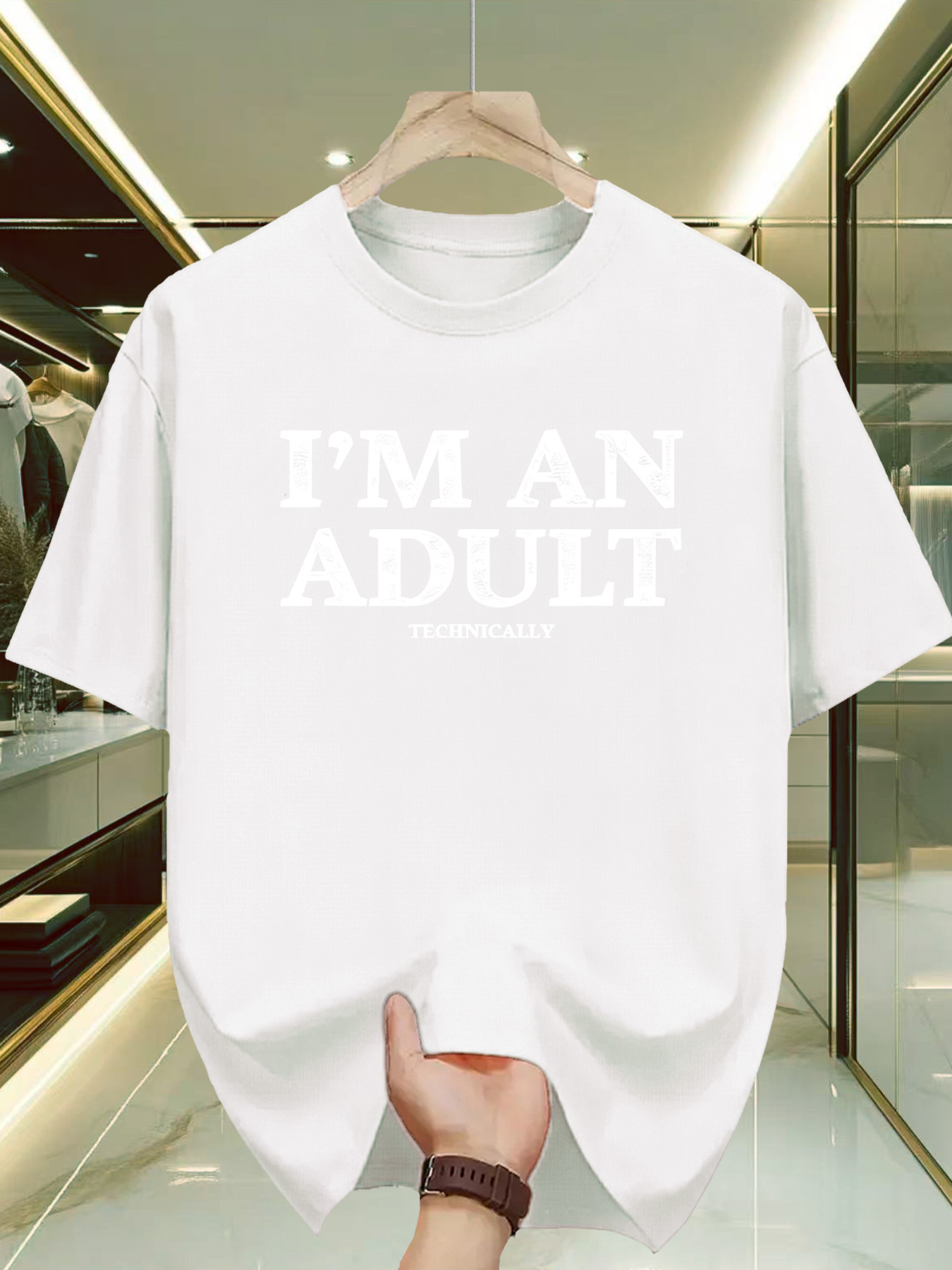 Men's Graphic T-Shirt Im An Adult Minimalist White Bold Letter Statement T Shirt