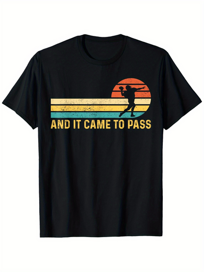 Men's Graphic T-Shirt And It Came To Pass Vintage Sunset Silhouette With Retro Lines Quarterback
