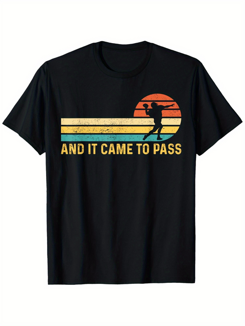Men's Graphic T-Shirt And It Came To Pass Vintage Sunset Silhouette With Retro Lines Quarterback