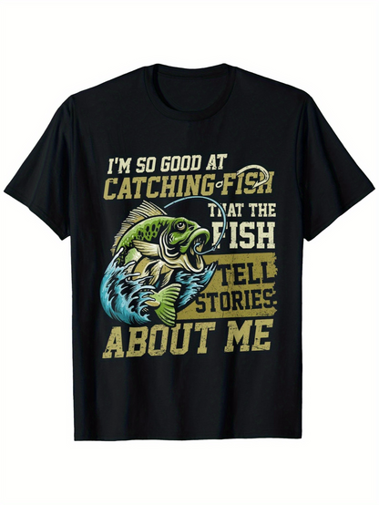 Men's Graphic T-Shirt Im So Good At Catching Fish Under Splashing Water Near Vibrant Green And Blue Fish