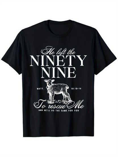 Men's Graphic T-Shirt He Left The Ninety Nine To Rescue Me Gentle Lamb Graphic T Shirt
