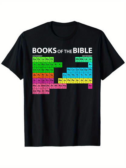 Men's Graphic T-Shirt Books Of The Bible Colorful Blocks In Periodic Table Style Graphic Chart