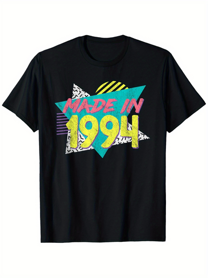 Men's Graphic T-Shirt Made In 1994 Neon Retro Graphics With Colorful Abstract Shapes T Shirt