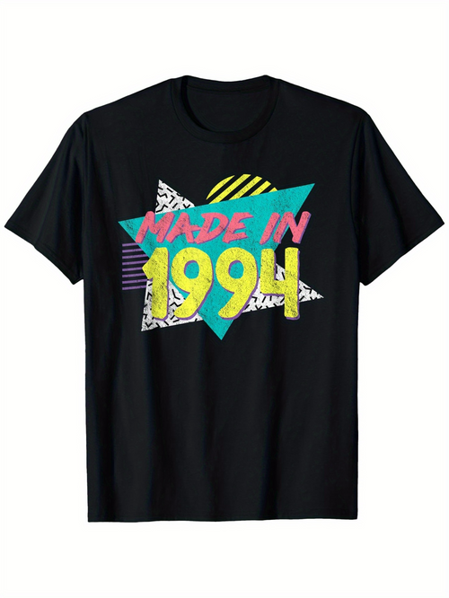 Men's Graphic T-Shirt Made In 1994 Neon Retro Graphics With Colorful Abstract Shapes T Shirt