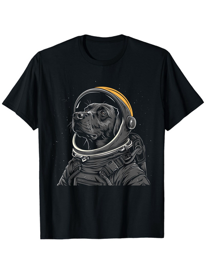 Men's Graphic T-Shirt Galactic Adventure With Brave Dog In Astronaut Space Suit