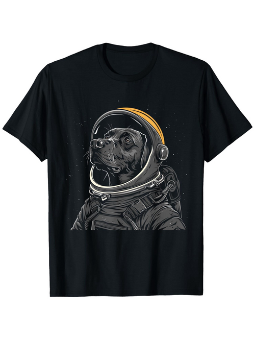 Men's Graphic T-Shirt Galactic Adventure With Brave Dog In Astronaut Space Suit