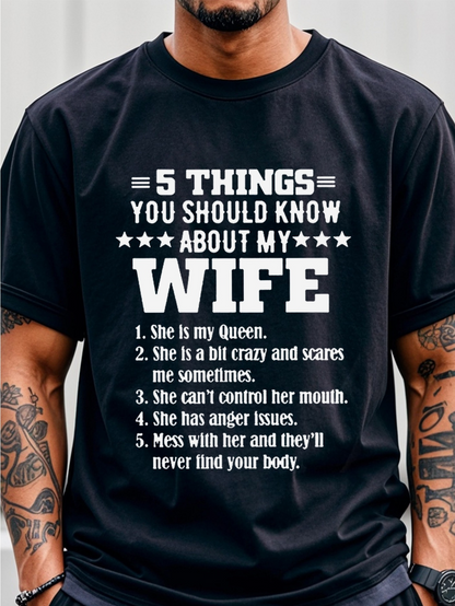 Men's Graphic T-Shirt Five Funny Bold Statement List About My Wife