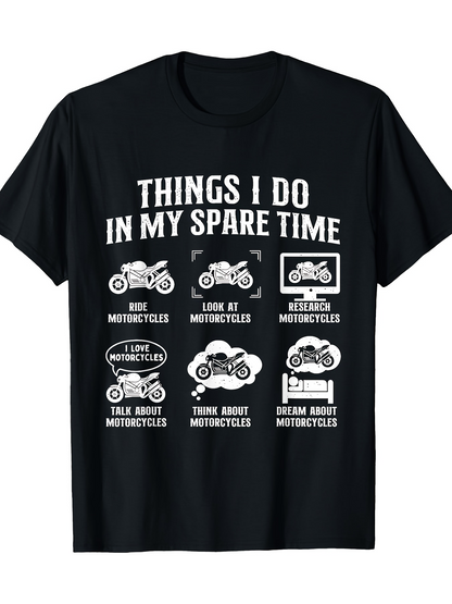 Men's Graphic T-Shirt Things I Do In My Spare Time With Motorcycles Illustrated Activities