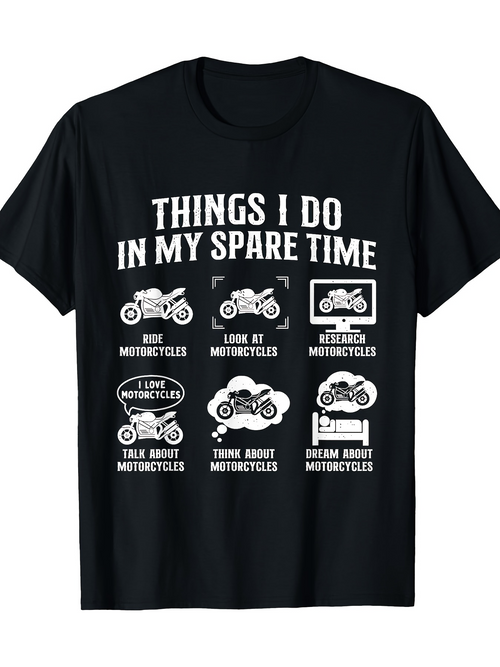 Men's Graphic T-Shirt Things I Do In My Spare Time With Motorcycles Illustrated Activities