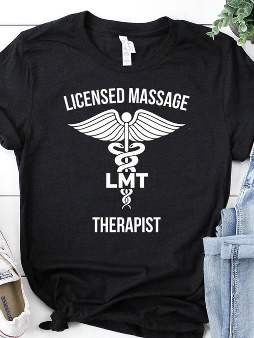 Men's Graphic T-Shirt Licensed Massage Therapist Emblem With Caduceus Symbol LMT