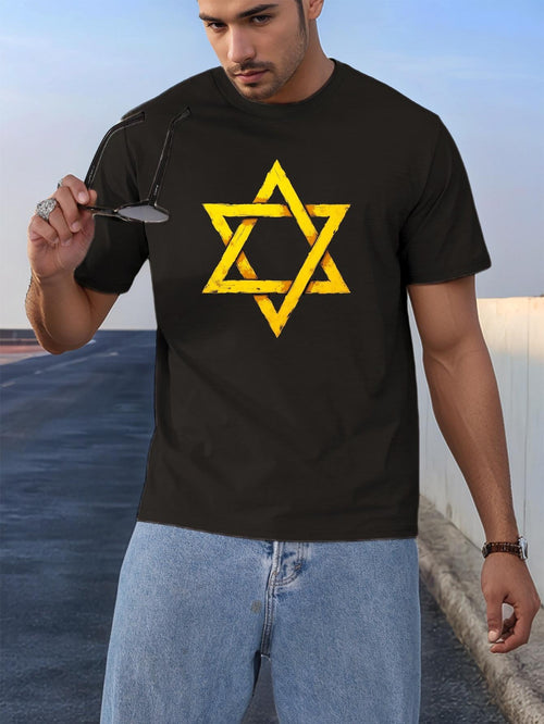 Men's Graphic T-Shirt Bright Golden Symbol In Urban Setting Star