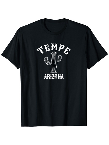 Men's Graphic T-Shirt Tempe Arizona With Classic Desert Cactus Sketch And Bold Lettering T Shirt
