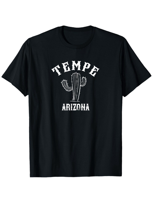 Men's Graphic T-Shirt Tempe Arizona With Classic Desert Cactus Sketch And Bold Lettering T Shirt