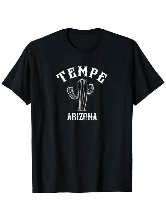Men's Graphic T-Shirt Tempe Arizona With Classic Desert Cactus Sketch And Bold Lettering T Shirt