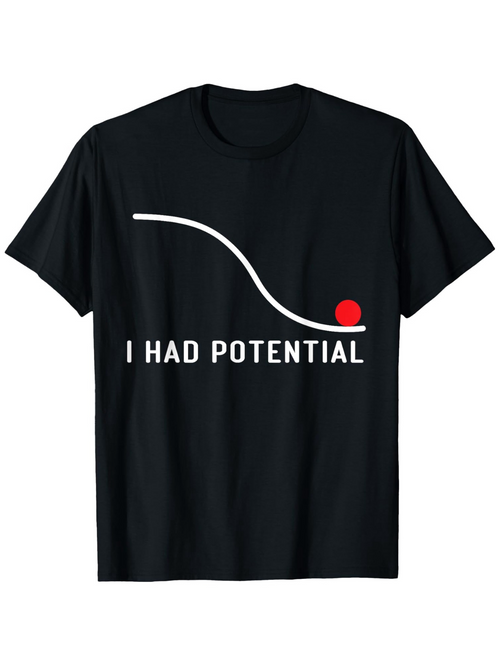 Men's Graphic T-Shirt I Had Potential Minimalist White Curve With Red Ball Graphic T Shirt