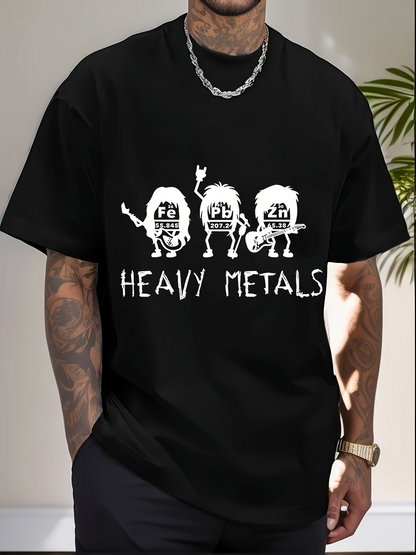 Men's Graphic T-Shirt Heavy Metals Cartoon Rockband With Guitars Fun Chemistry Characters