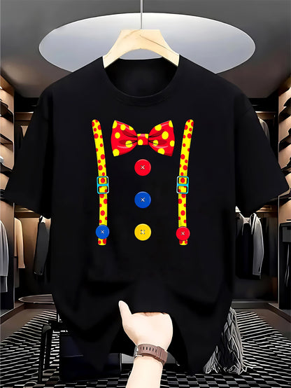 Men's Graphic T-Shirt Playful Polka Dot Bowtie With Colorful Straps And Bright Buttons Shirt