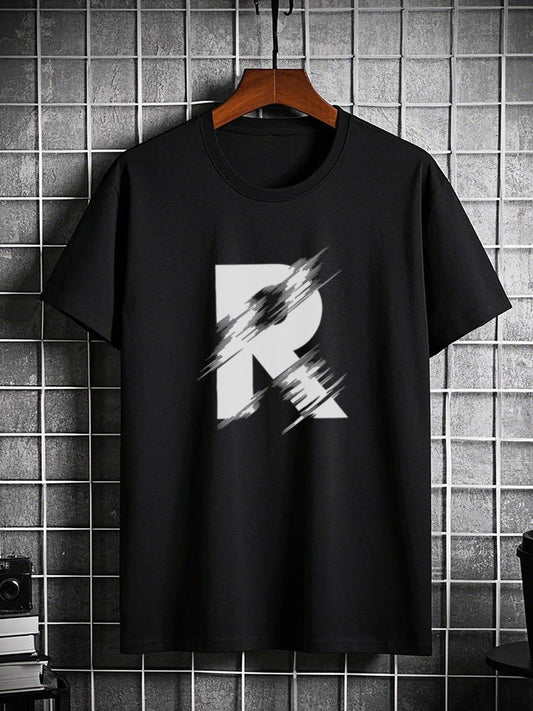 Men's Graphic T-Shirt Bold Graphic Letter R With Striking Motion Lines Artwork