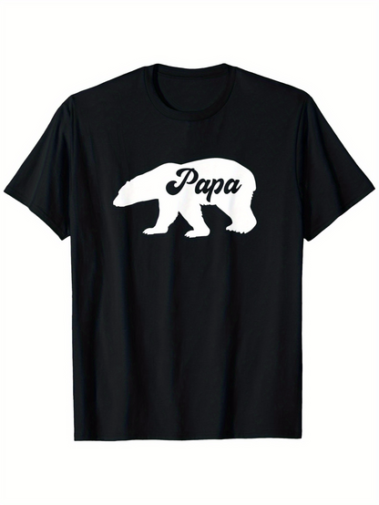 Men's Graphic T-Shirt Papa Bold White Silhouette Walking Across A Black Bear
