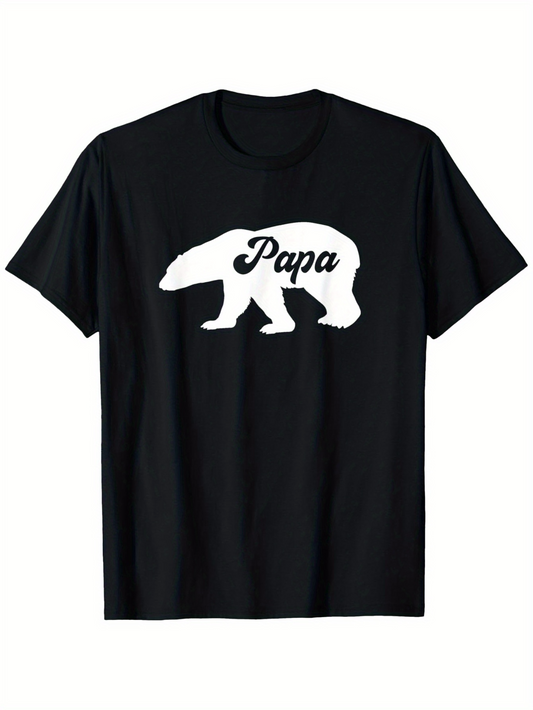 Men's Graphic T-Shirt Papa Bold White Silhouette Walking Across A Black Bear