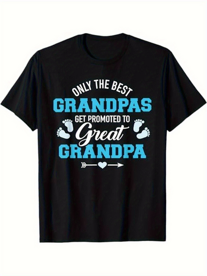 Men's Graphic T-Shirt Only The Best Grandpas Get Promoted Great Grandpa Blue Lettered Arrow