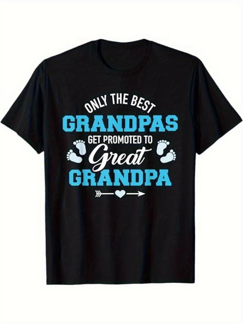 Men's Graphic T-Shirt Only The Best Grandpas Get Promoted Great Grandpa Blue Lettered Arrow