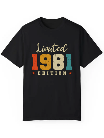 Men's Graphic T-Shirt Limited Edition Bold Vintage Numbers Underlined With Stars 1981