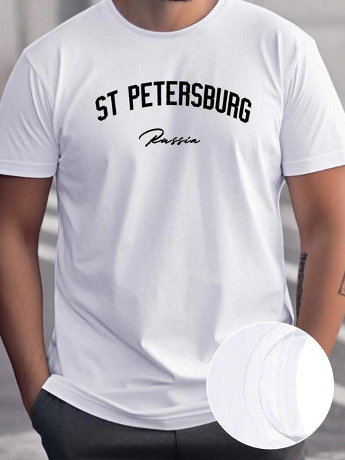 Men's Graphic T-Shirt St Petersburg Russia Minimalist Urban Landmark Print T Shirt