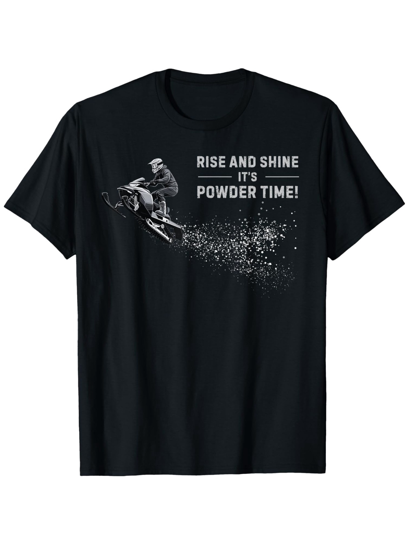 Men's Graphic T-Shirt Rise And Shine Powder Time Energetic Snowboarder With Snow Spray Effect
