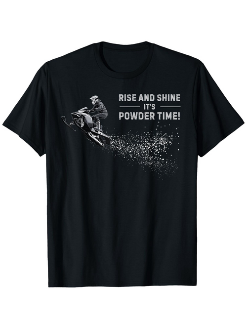 Men's Graphic T-Shirt Rise And Shine Powder Time Energetic Snowboarder With Snow Spray Effect