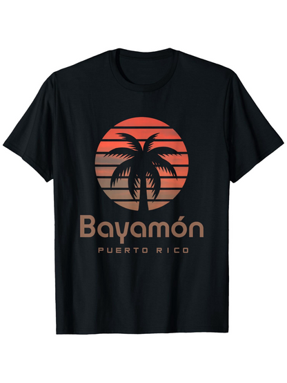 Men's Graphic T-Shirt Bayamon Puerto Rico Sunset Silhouette With Palm Trees Graphic