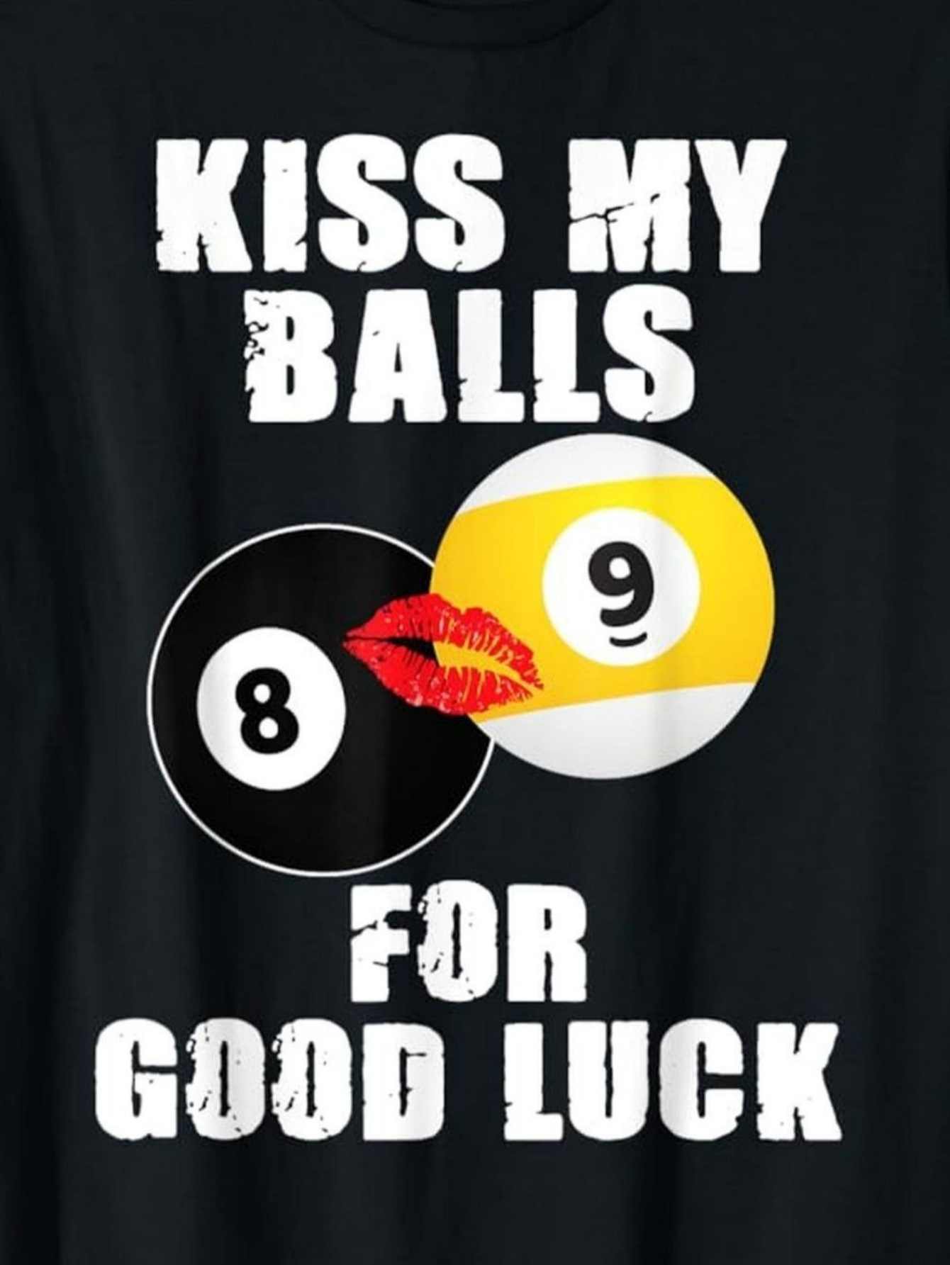 Men's Graphic T-Shirt Kiss My Balls For Good Luck With Lip Print Yellow And Black Billiard Balls
