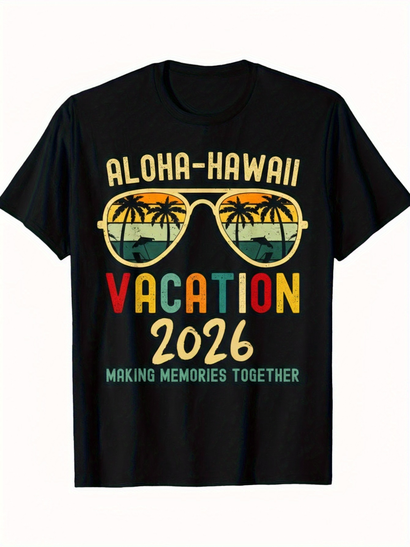 Men's Graphic T-Shirt Aloha Hawaii Vacation Making Memories Under Sunset Palms Sunglasses