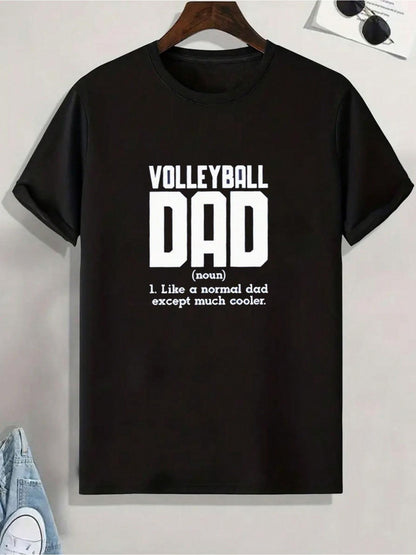 Men's Graphic T-Shirt Volleyball Dad Modern Bold Text White Letter Front Tee