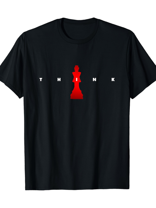 Men's Graphic T-Shirt Think Red Chess Queen Amid Minimalist Black Background