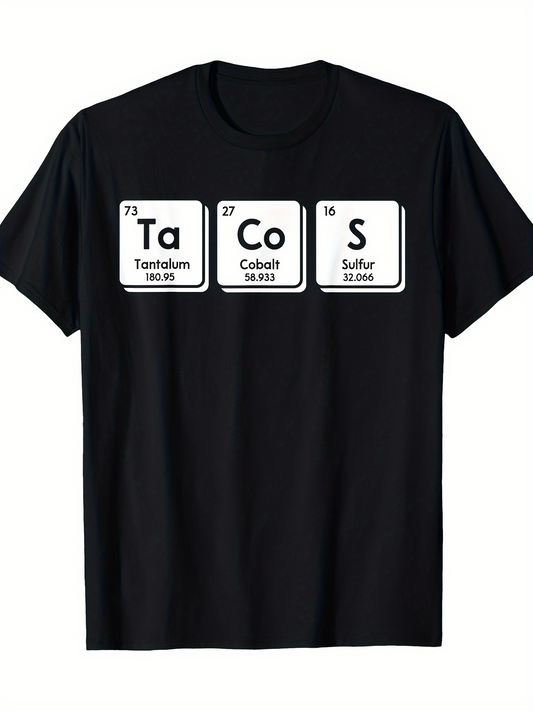 Men's Graphic T-Shirt Tacos Periodic Table Icons With White Box Outline Symbols