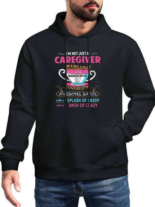 Men's Graphic Hoodie Caregiver Wonderful Superpower With Bright Cup And Colorful Letters