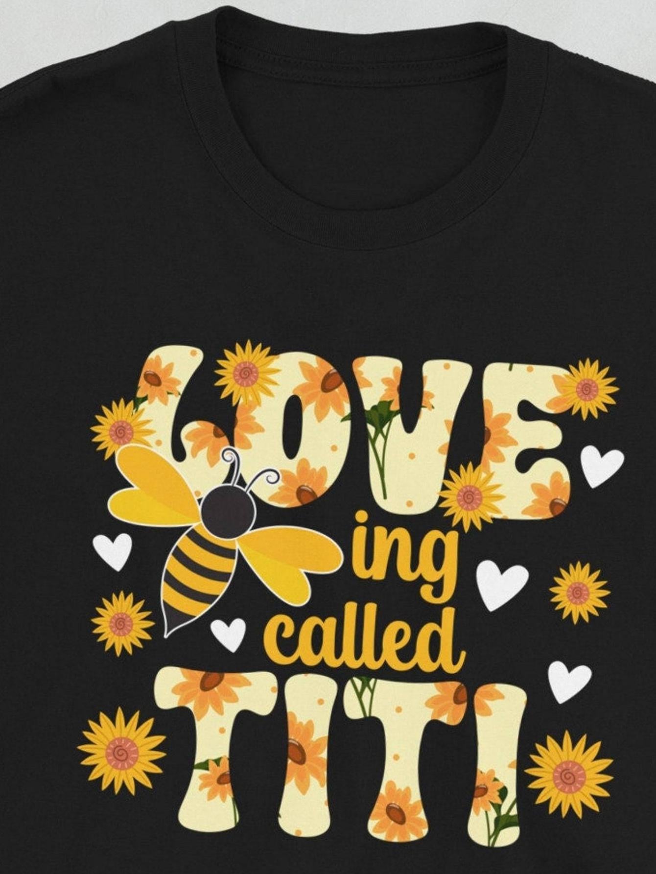 Men's Graphic T-Shirt Love Being Called Titi Surrounded By Yellow Daisies And Bumblebee