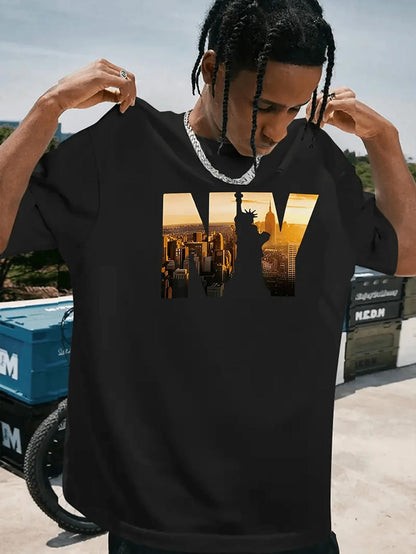 Men's Graphic T-Shirt Cityscape Reflections At Sunset NY Skyline